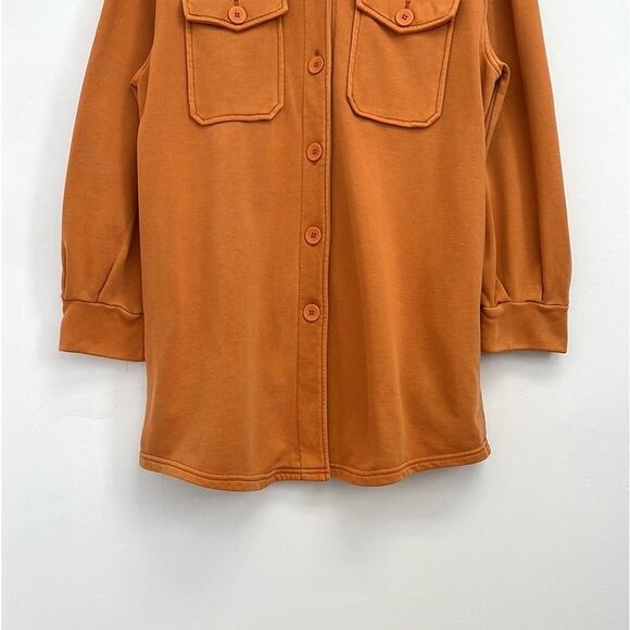 Avec Les Filles Oversized Shirt Jacket Shacket Cozy Patch Pockets Orange - Med - Picture 8 of 14